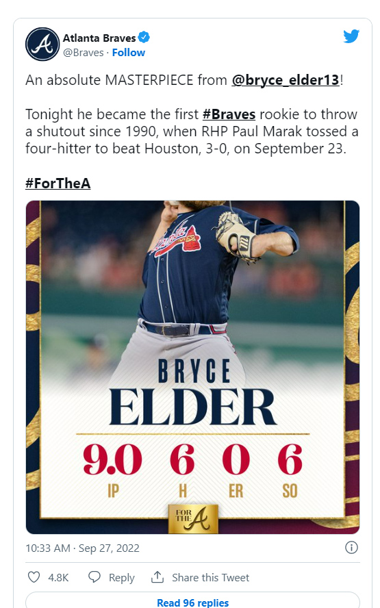 Atlanta Braves - An absolute MASTERPIECE from Bryce Elder